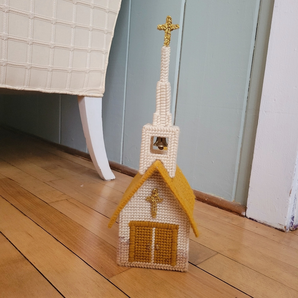 Vintage Handcrafted Needlepoint Church Music Statue